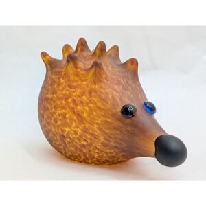 Art Glass Studio Borowski Hedgehog Rare Paperweight 5" Animal Figure Orange